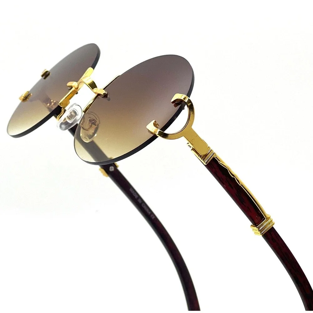 Sunglasses Classic UV400 Protection Gold‎ Frameless Retro Shades Circle Lentes